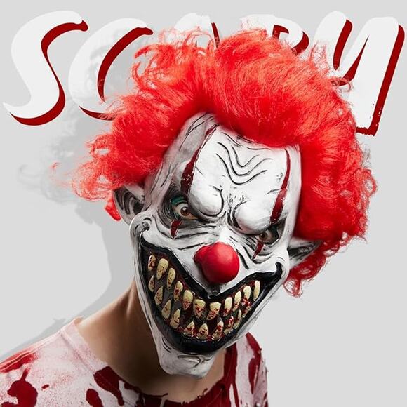 Scary Clown Mask Adult Latex Creepy Zombie Horror Monster Halloween Costume - Picture 2 of 7